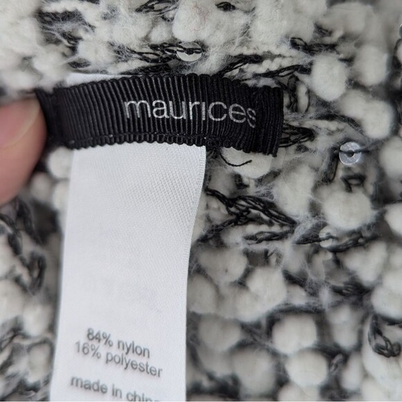 Maurice's Women's White and Black and Silver Sequin Textured Infinity Scarf OS - Picture 3 of 4